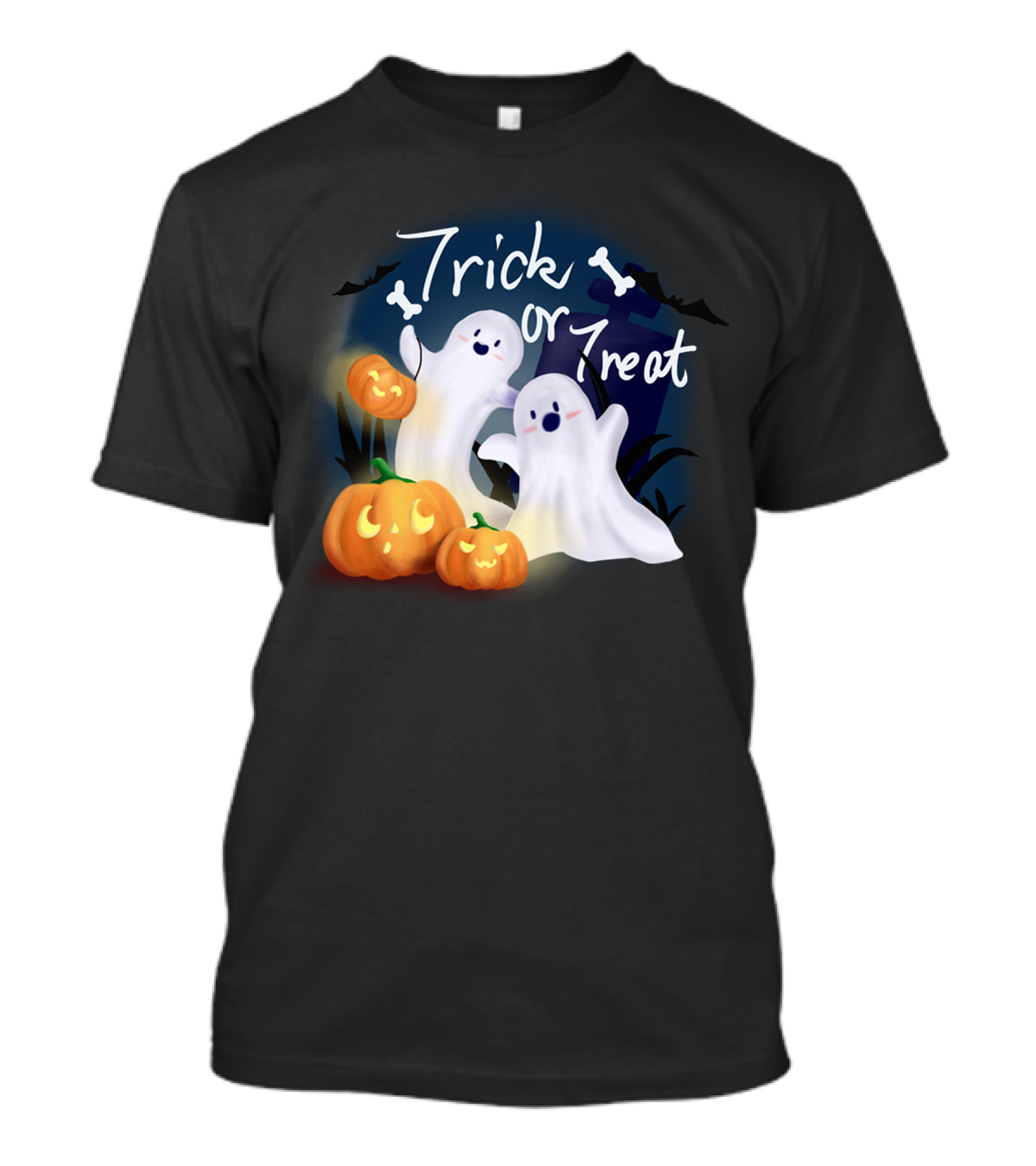 Trick Or Treat Ghosts With Halloween Pumpkin Lights T-Shirt