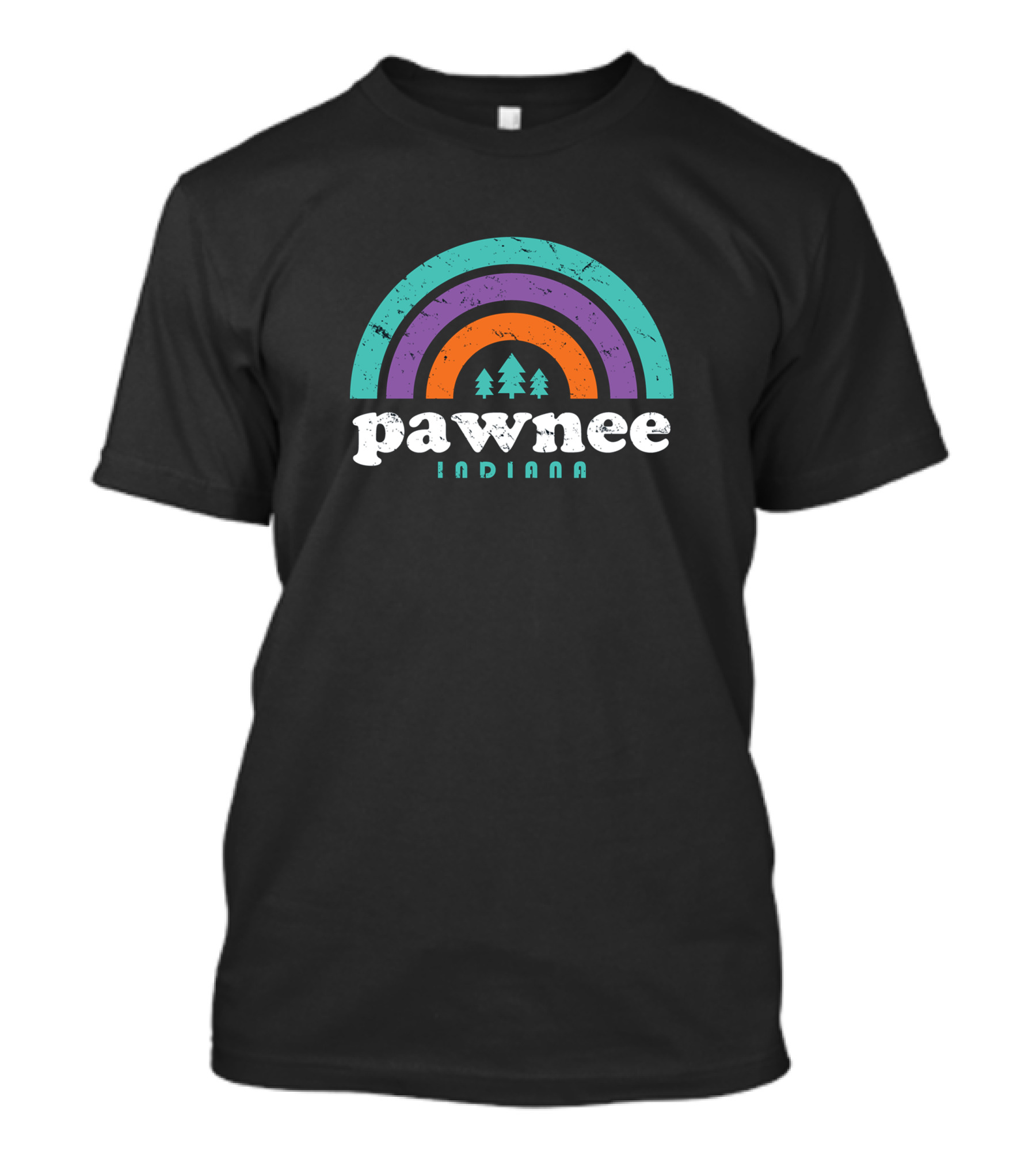 Pawnee Indiana Retro Rainbow Trees T-Shirt