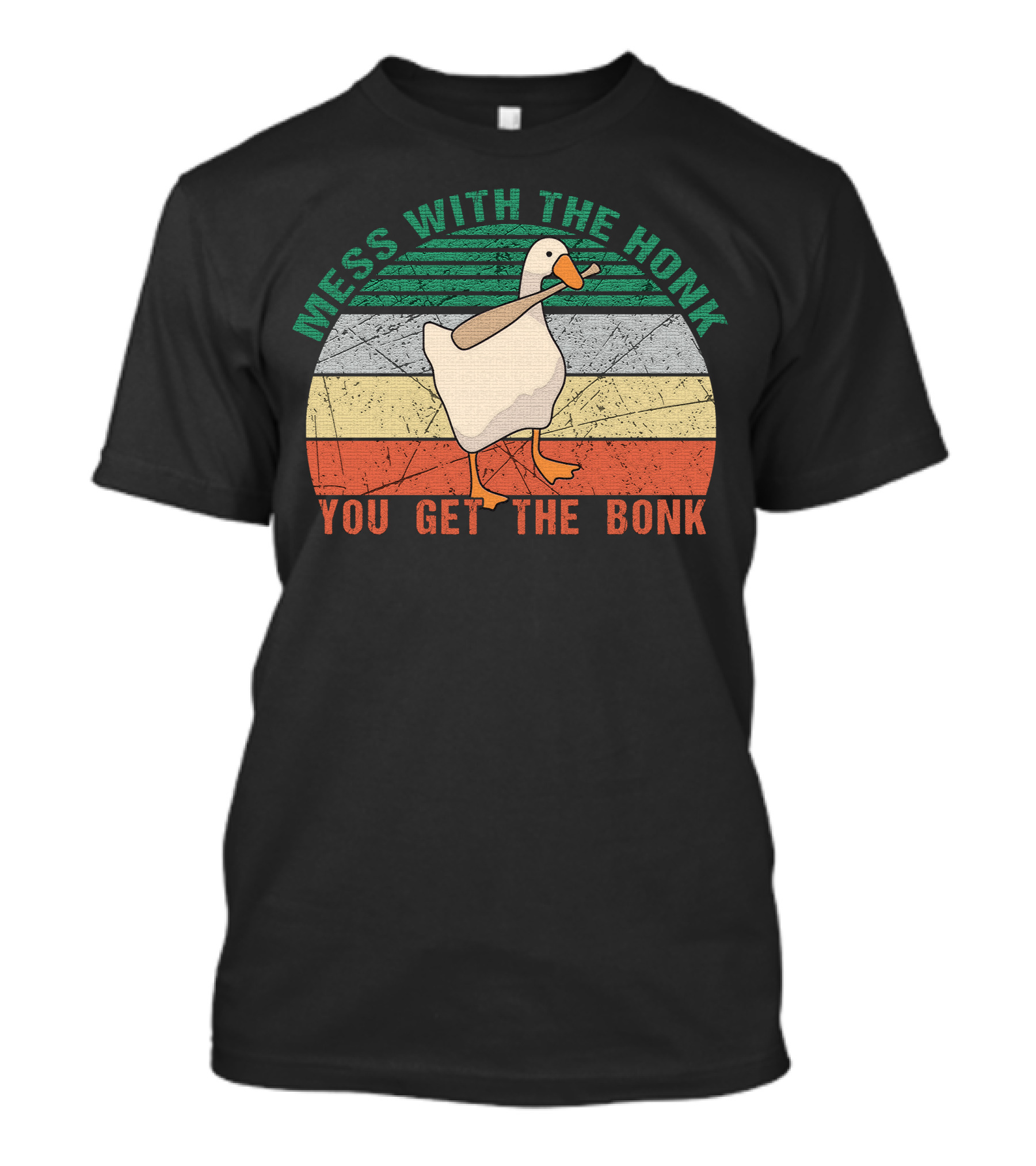 Mess With The Honk You Get The Bonk Retro Sunset Duck T-Shirt