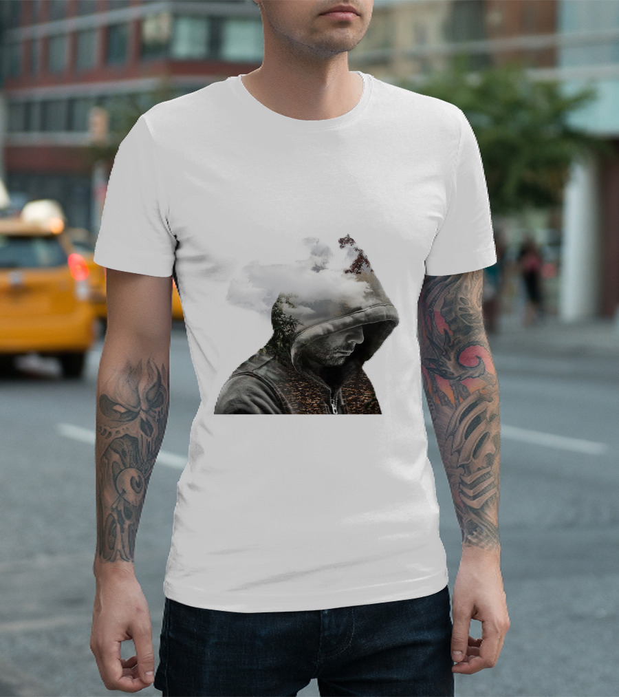 Over Thinking Cloudy Hooded Mood T-Shirt