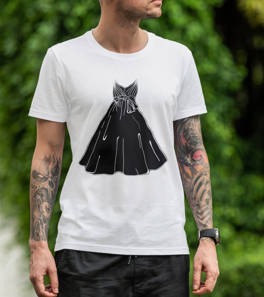 Princess Black Gown Line Art Sketch Dress Belt T-Shirt