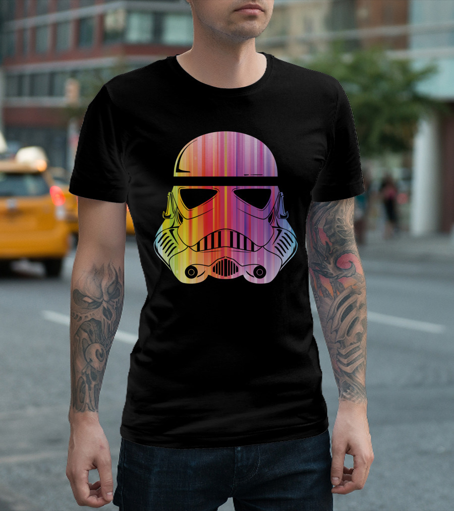 Rainbow Stripes Trooper Helmet T-Shirt