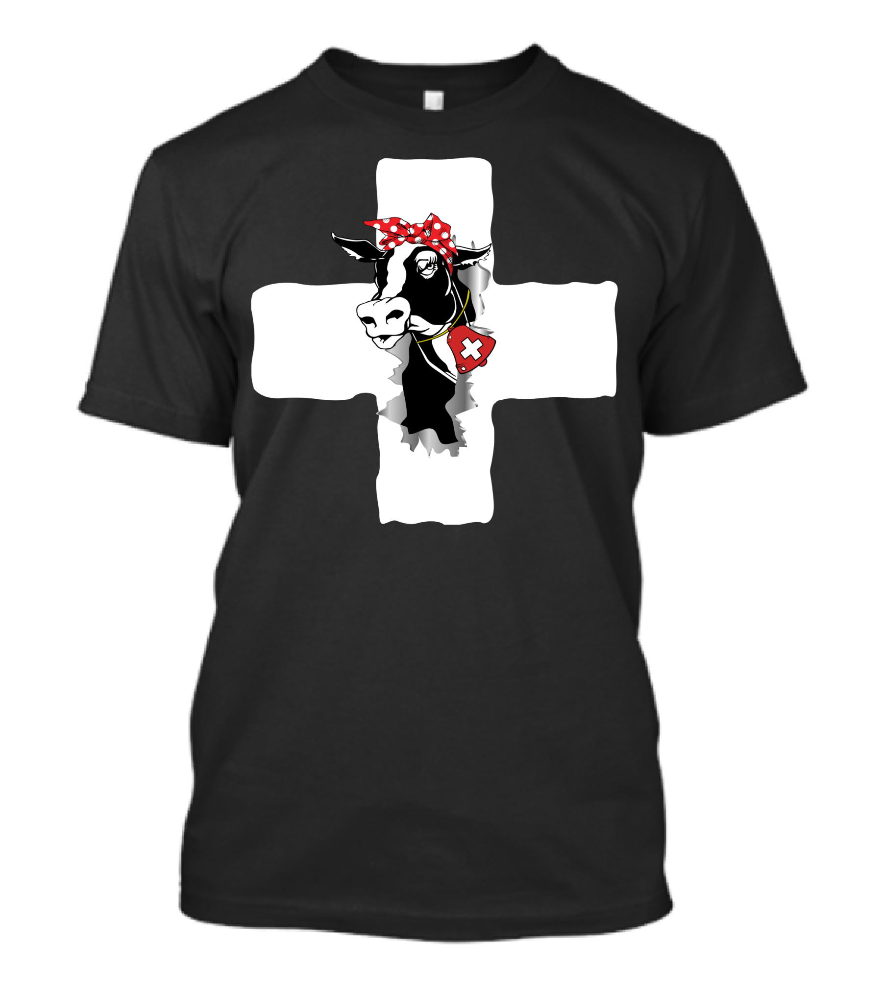 Switzerland Cow Bandana Swiss Cross Charm T-Shirt