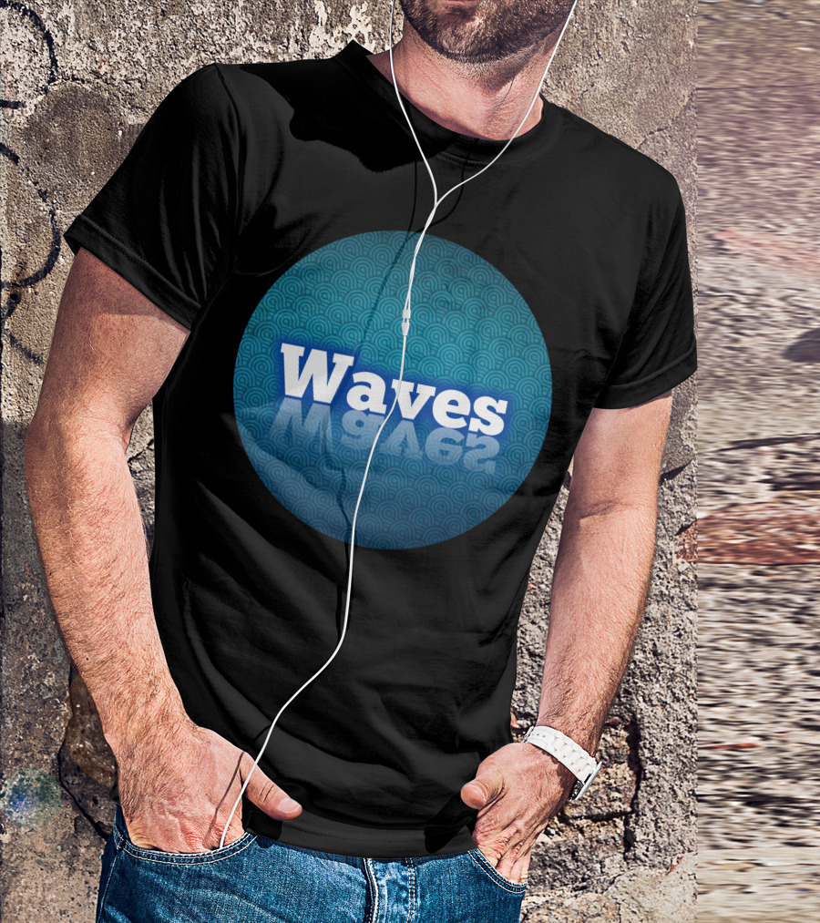 Waves Blue Circular Pattern Reflection T-Shirt