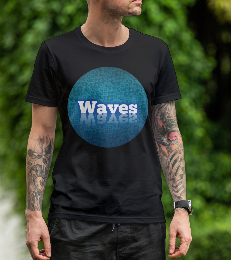 Waves Blue Circular Pattern Reflection T-Shirt