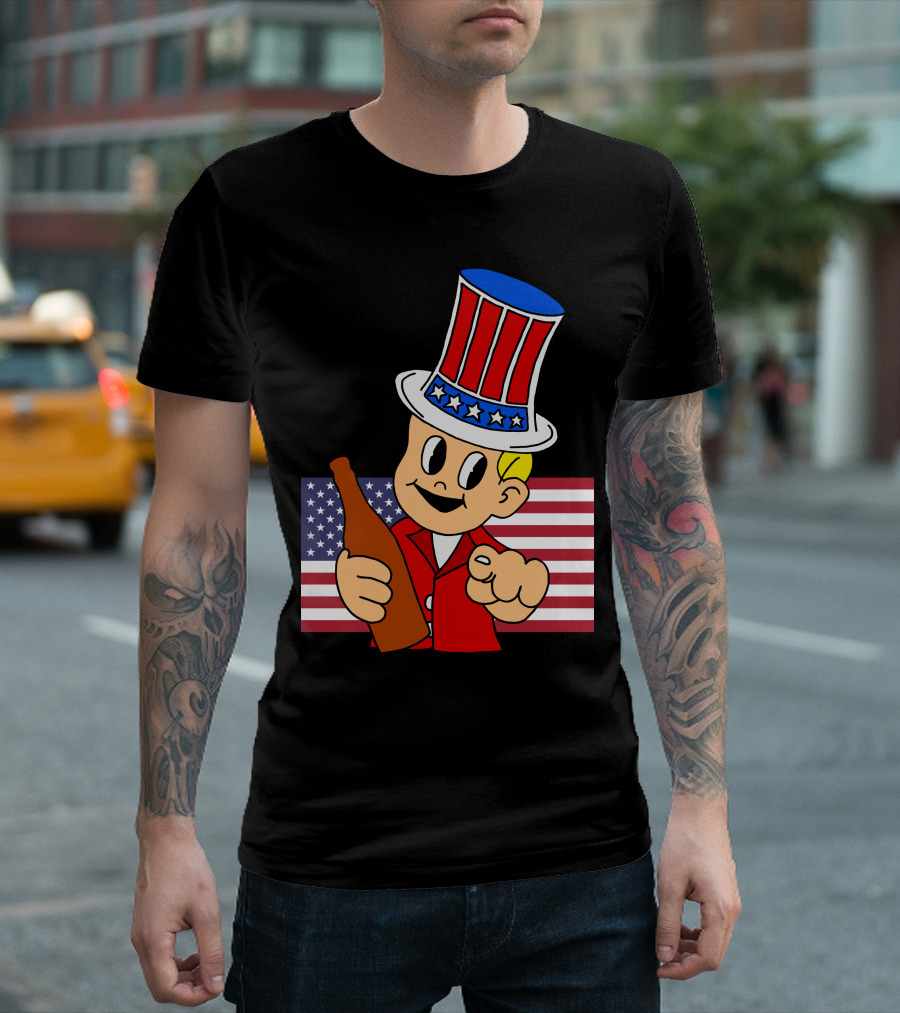 Anchorman Milk Was A Bad Choice Uncle Sam Parody With Stars And Stripes Background T-Shirt