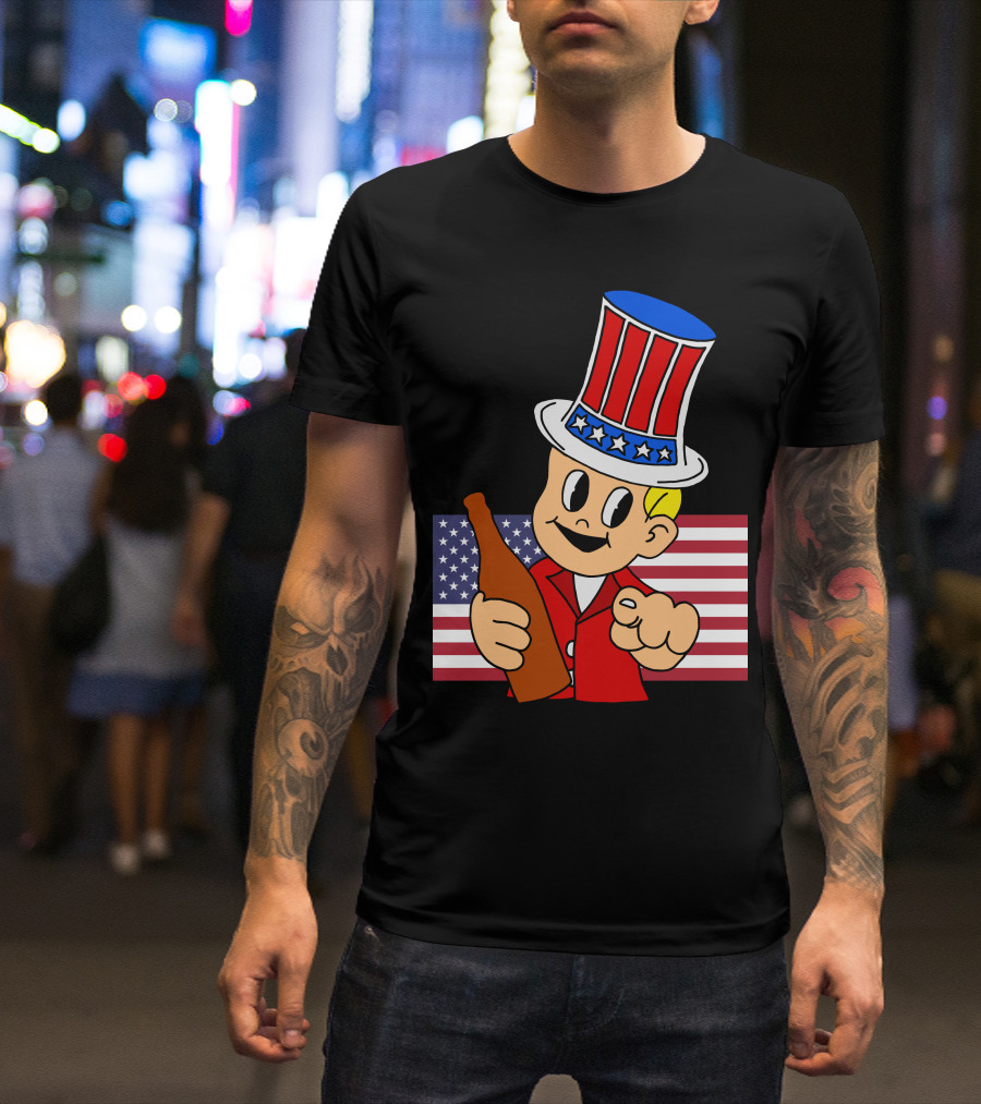 Anchorman Milk Was A Bad Choice Uncle Sam Parody With Stars And Stripes Background T-Shirt