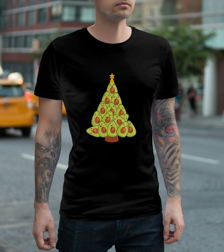 Avocado Christmas Tree Funny Green Guac Vegan Holiday Humor T-Shirt