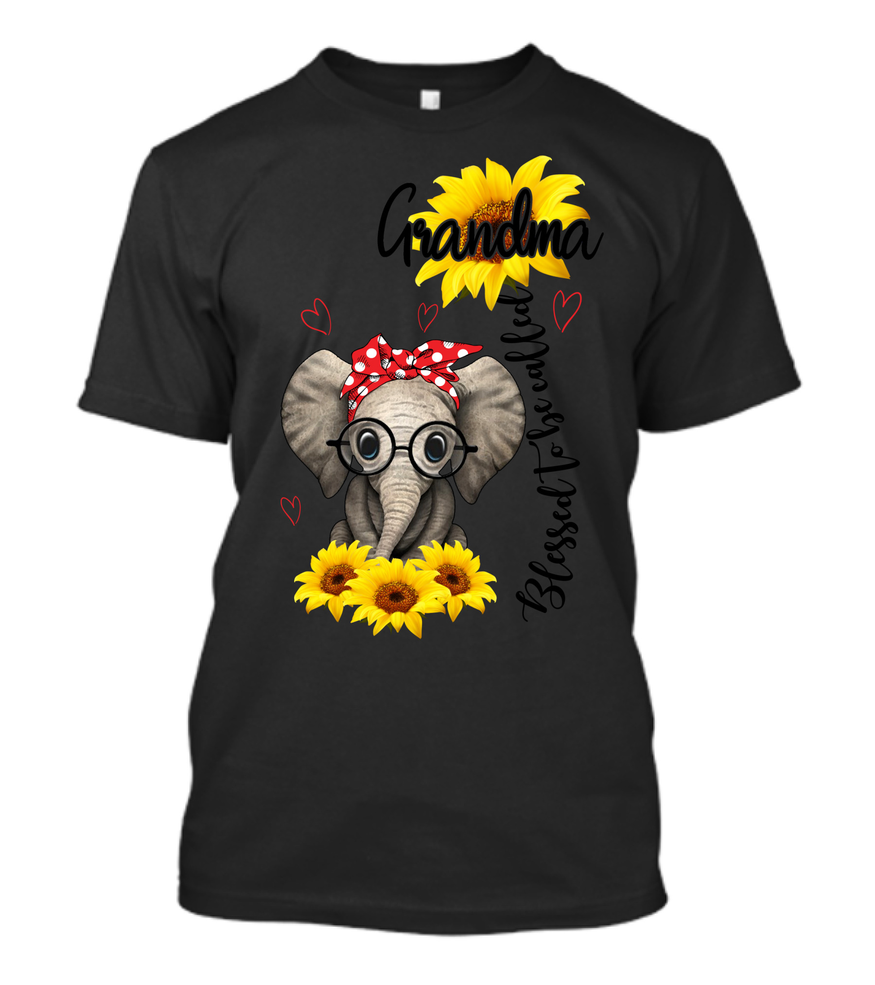Grandma Blessed To Be Called With Elephant Sunflower Hearts T-Shirt