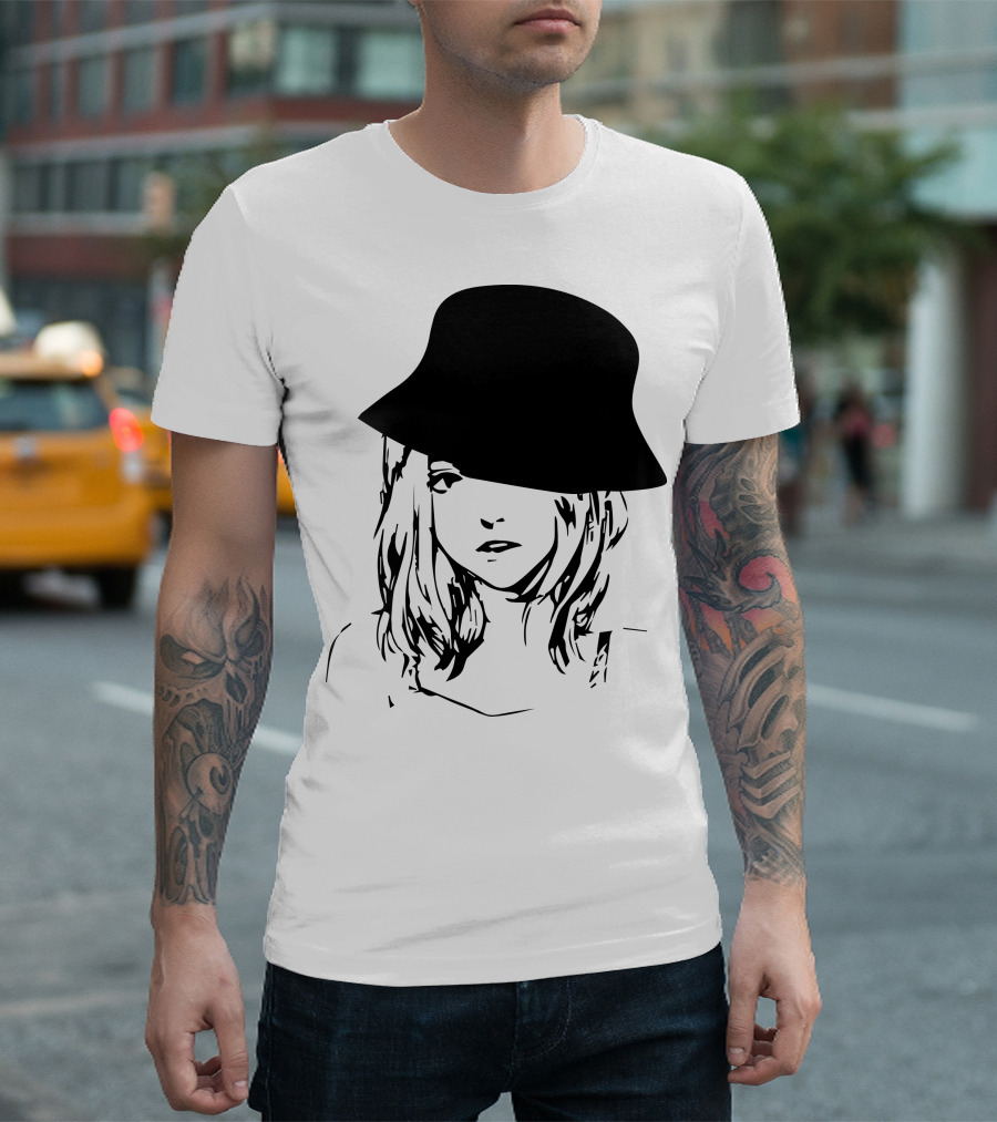 Gal Mysterious Monochrome Silhouette With Hat T-Shirt