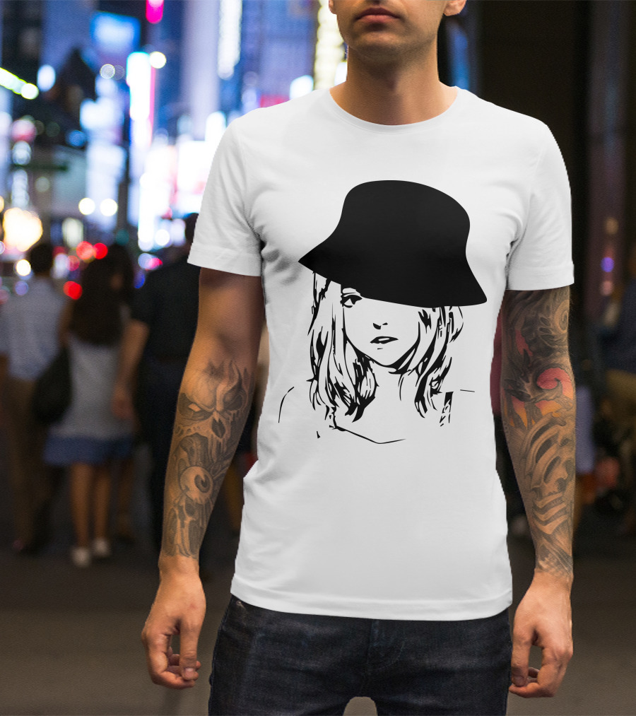 Gal Mysterious Monochrome Silhouette With Hat T-Shirt
