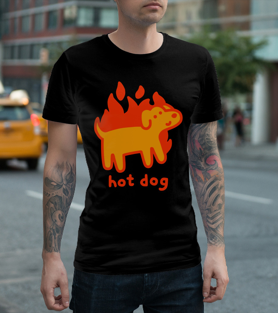 Hot Dog Flaming Cartoon Canine T-Shirt