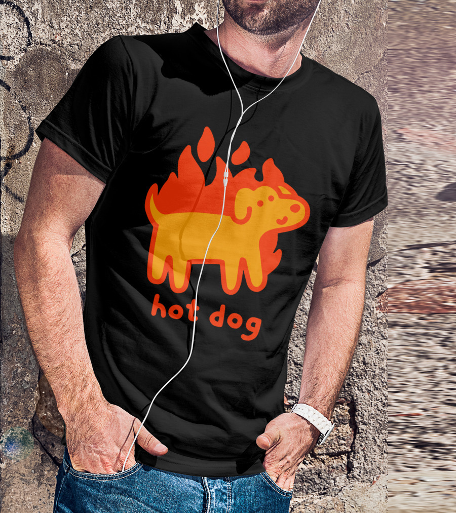 Hot Dog Flaming Cartoon Canine T-Shirt