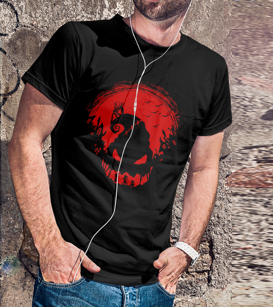 Jack Skellington Night Halloween Town Scene T-Shirt