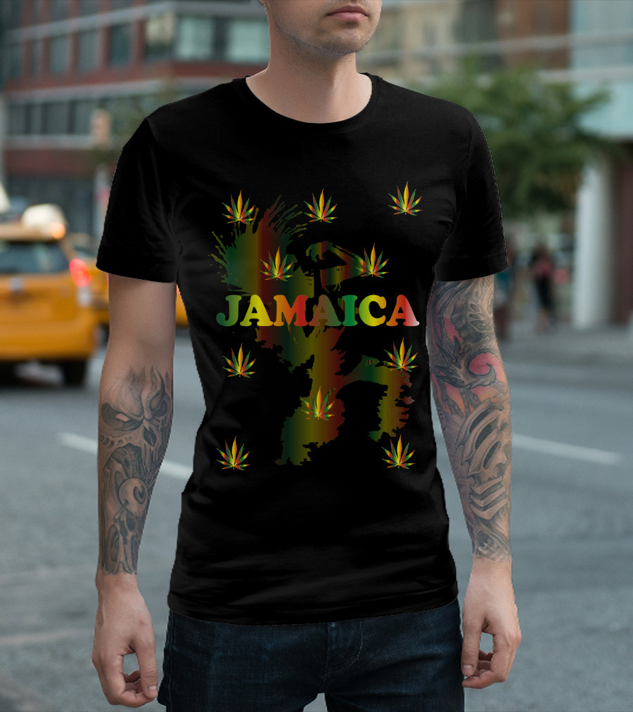 Jamaica Rasta Reggae Colors with Cannabis Leaves T-Shirt