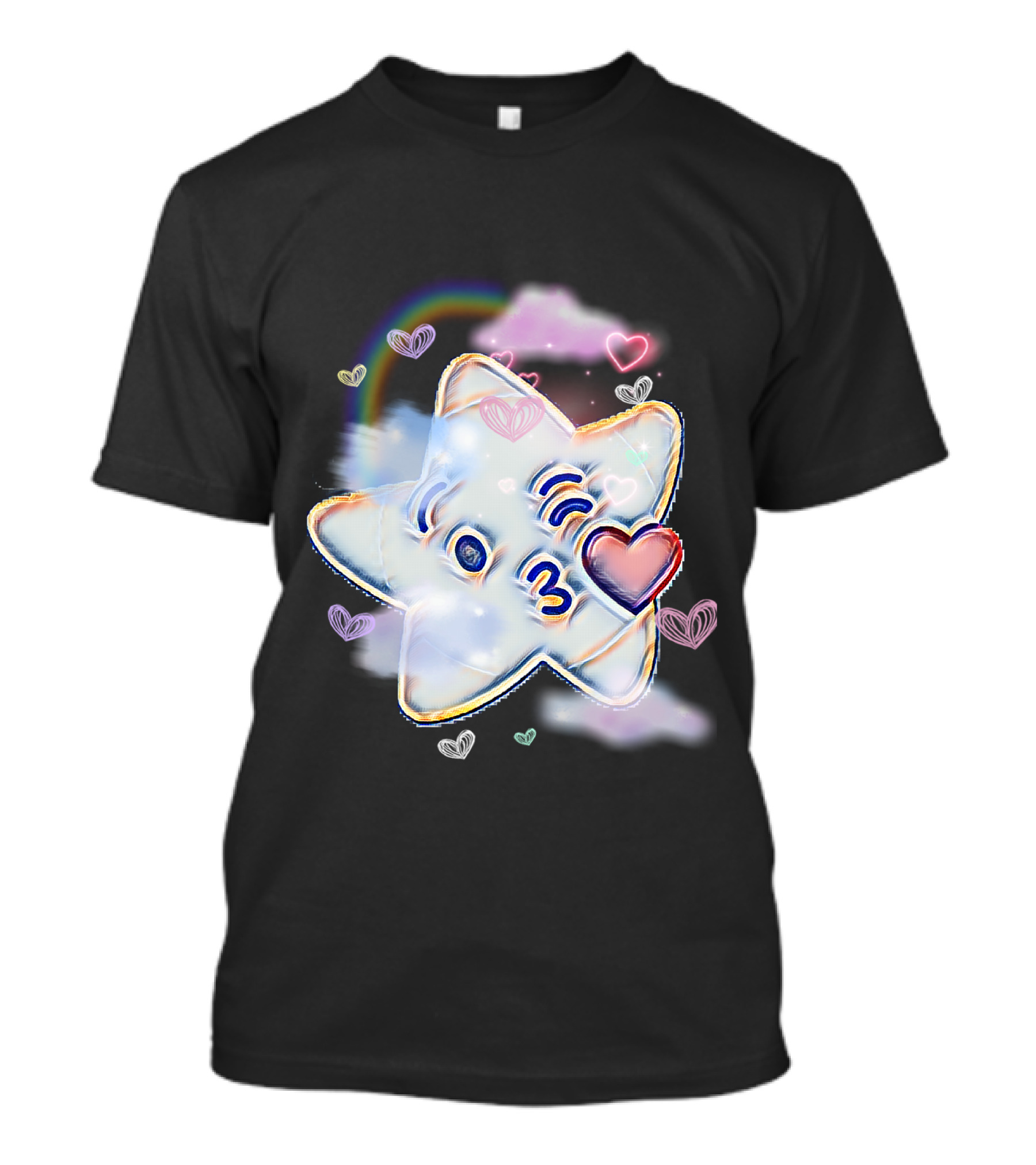 Kissing Star With Hearts And Rainbow T-Shirt