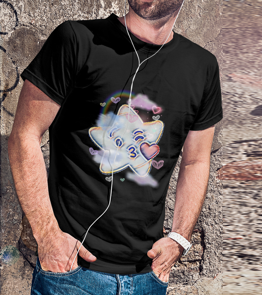 Kissing Star With Hearts And Rainbow T-Shirt