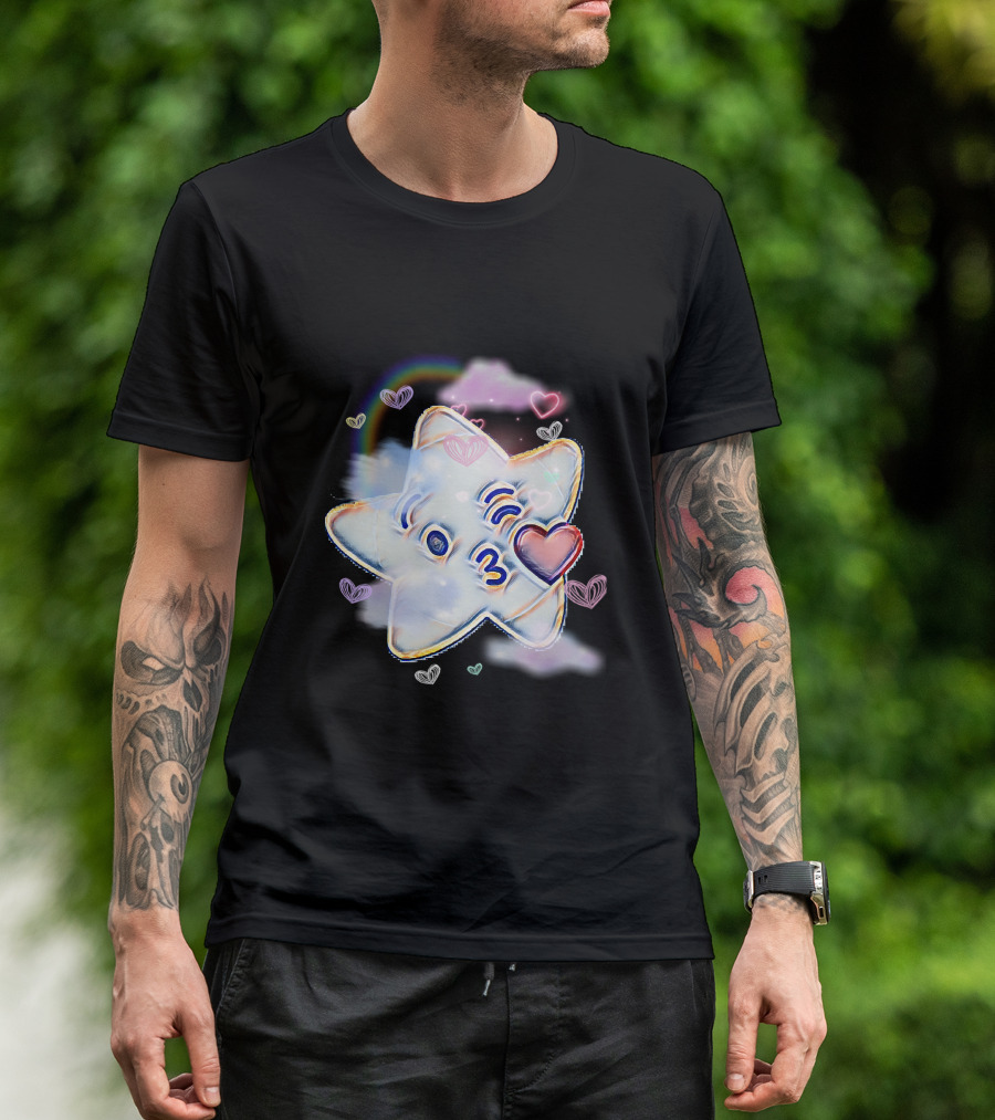 Kissing Star With Hearts And Rainbow T-Shirt