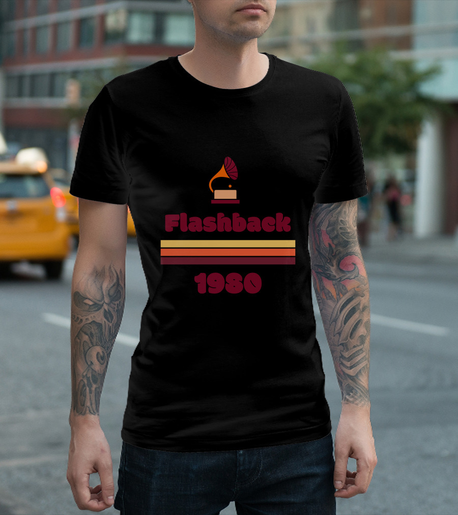 Flashback 1980 Retro Colorful Phonograph Stripes T-Shirt