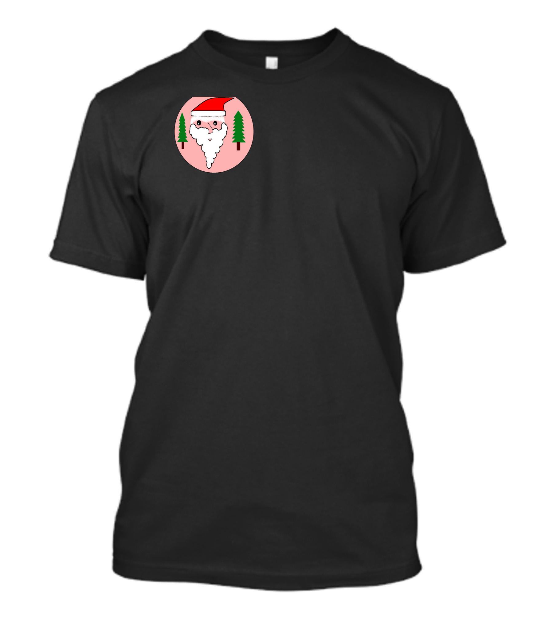Santa Face With Hat And Trees Circle T-Shirt
