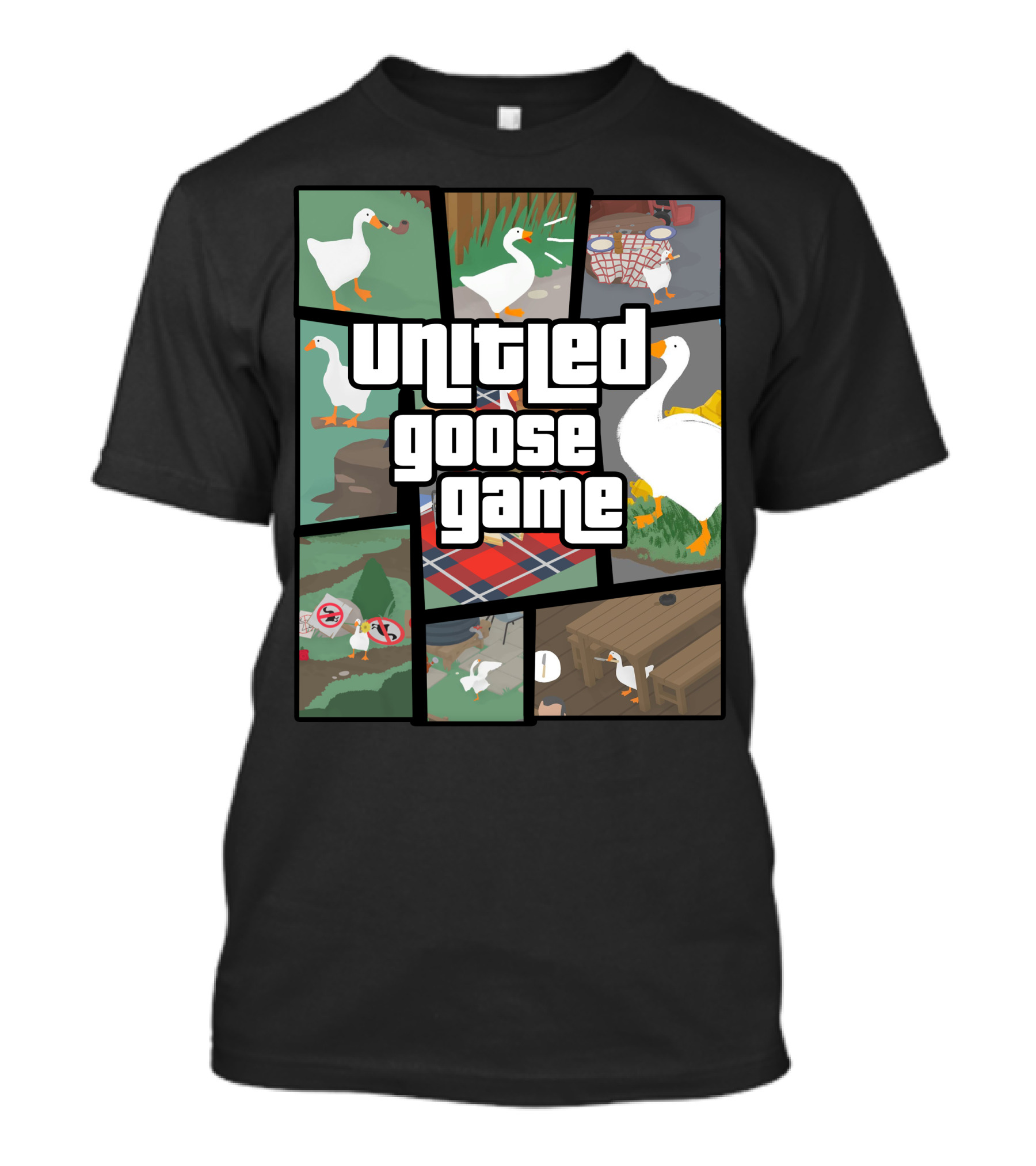 Untitled Goose Game Comic Style Mischief Scenes T-Shirt