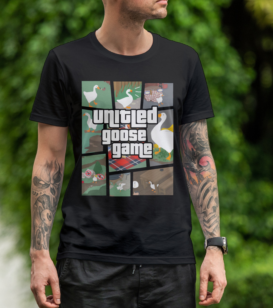 Untitled Goose Game Comic Style Mischief Scenes T-Shirt