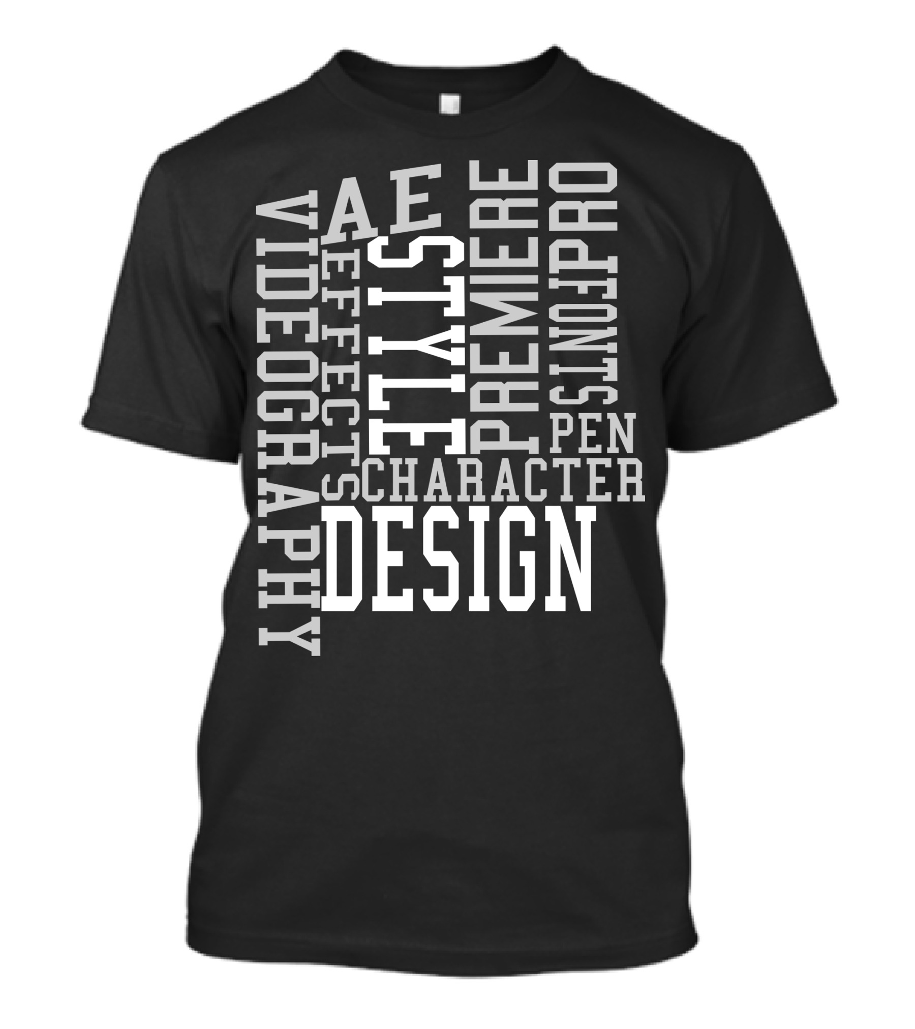 AE Premiere Pro Videography Effects Design Style Fonts Character Pen T-Shirt