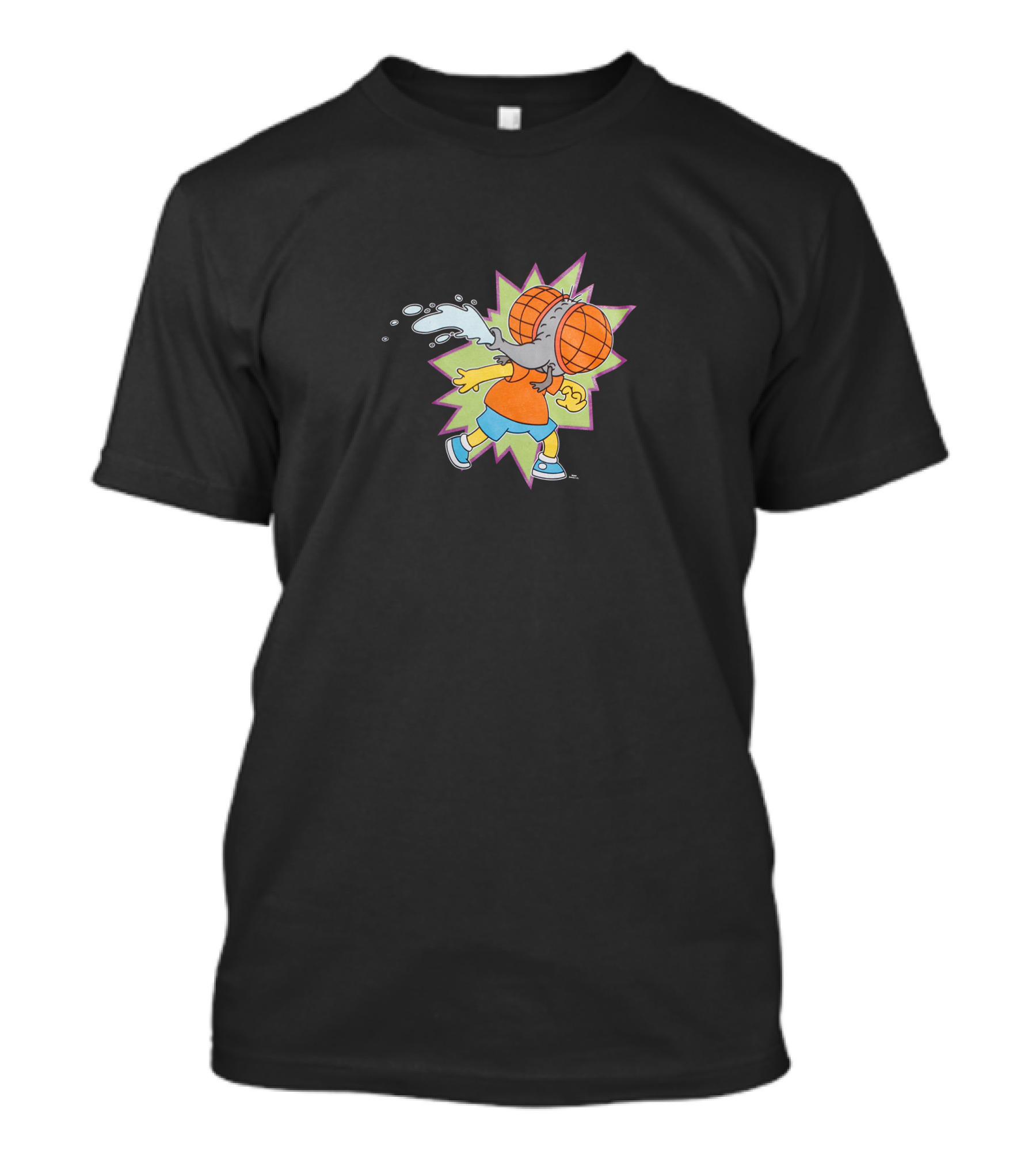 Funny Boy Basketball Head Running Splash 90s Cartoon T-Shirt