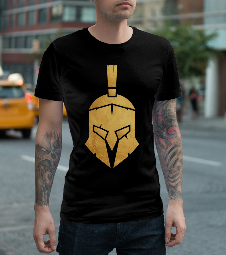 Spartan Gold Helmet Design Retro T-Shirt