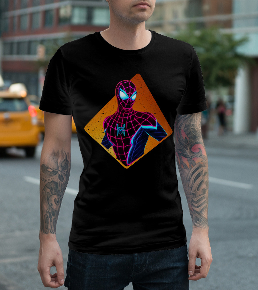 Spidey Neon Superhero With Web Suit And Bright Eyes T-Shirt