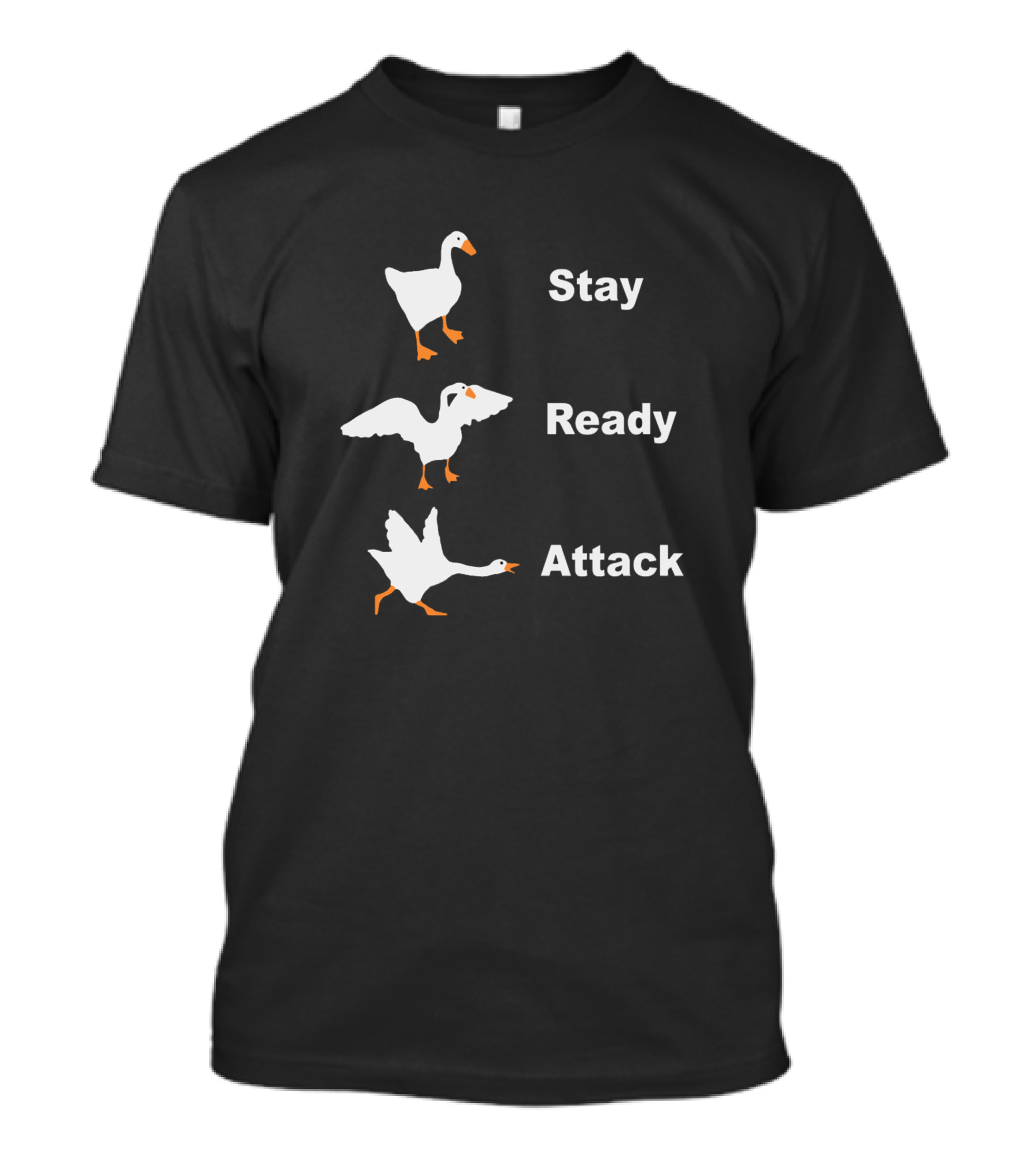 Stay Ready Attack Goose Funny Meme Goose Progression T-Shirt