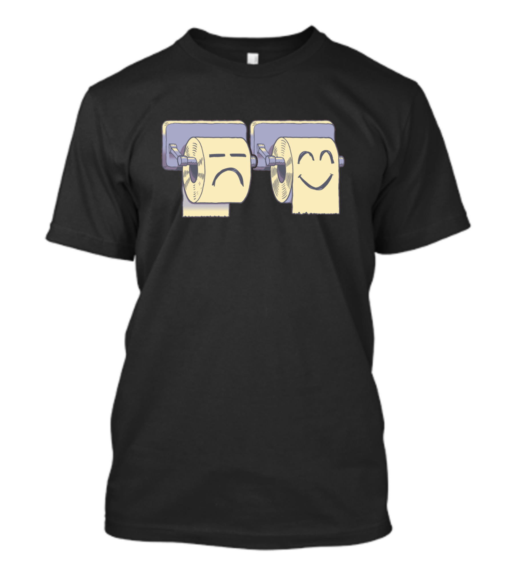 The Great Divide Outward Happy And Sad Toilet Paper Roll Faces T-Shirt