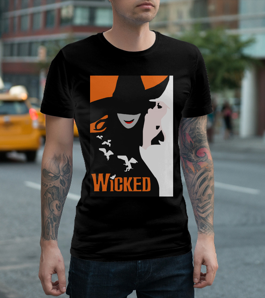 Wicked Broadway Musical Witch Silhouette And Flying Monkeys T-Shirt