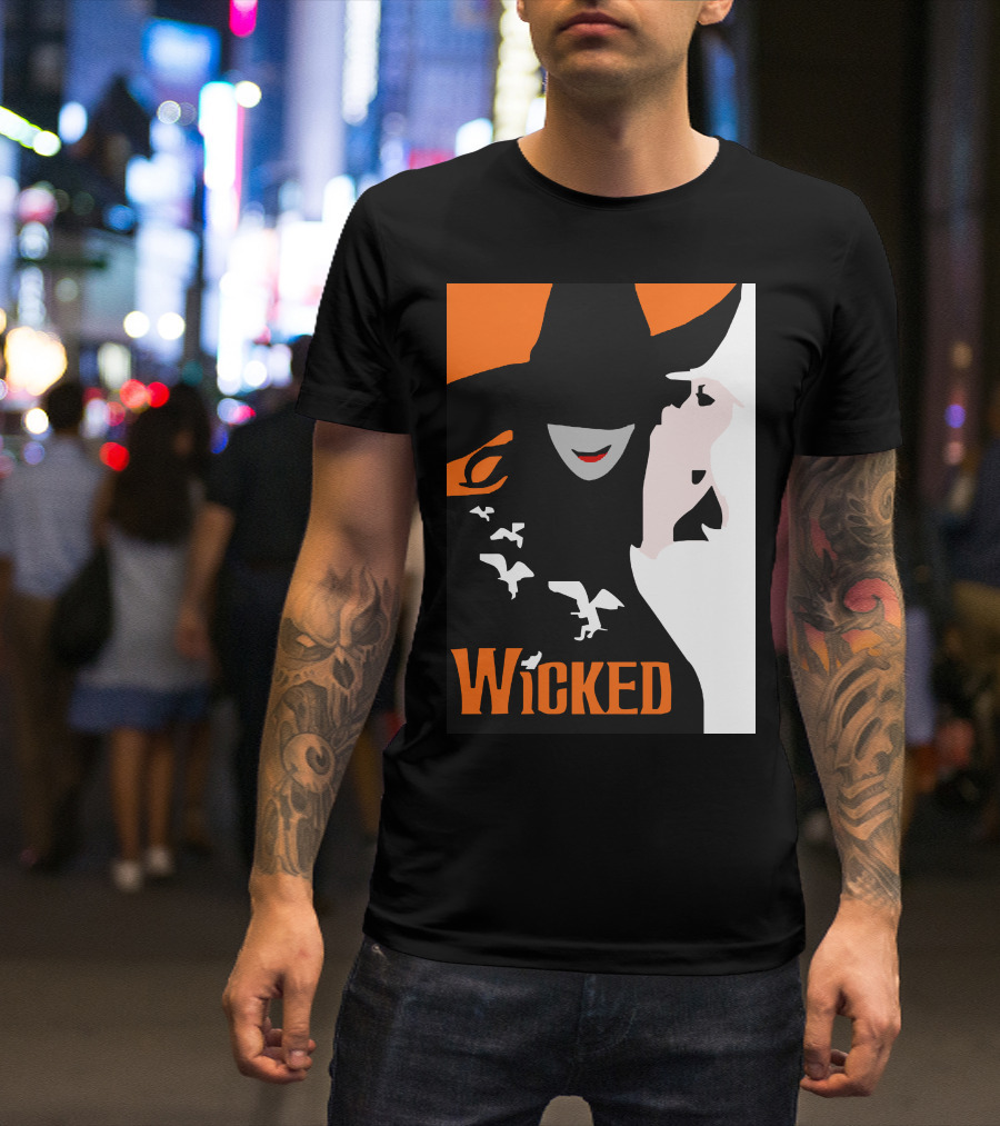 Wicked Broadway Musical Witch Silhouette And Flying Monkeys T-Shirt