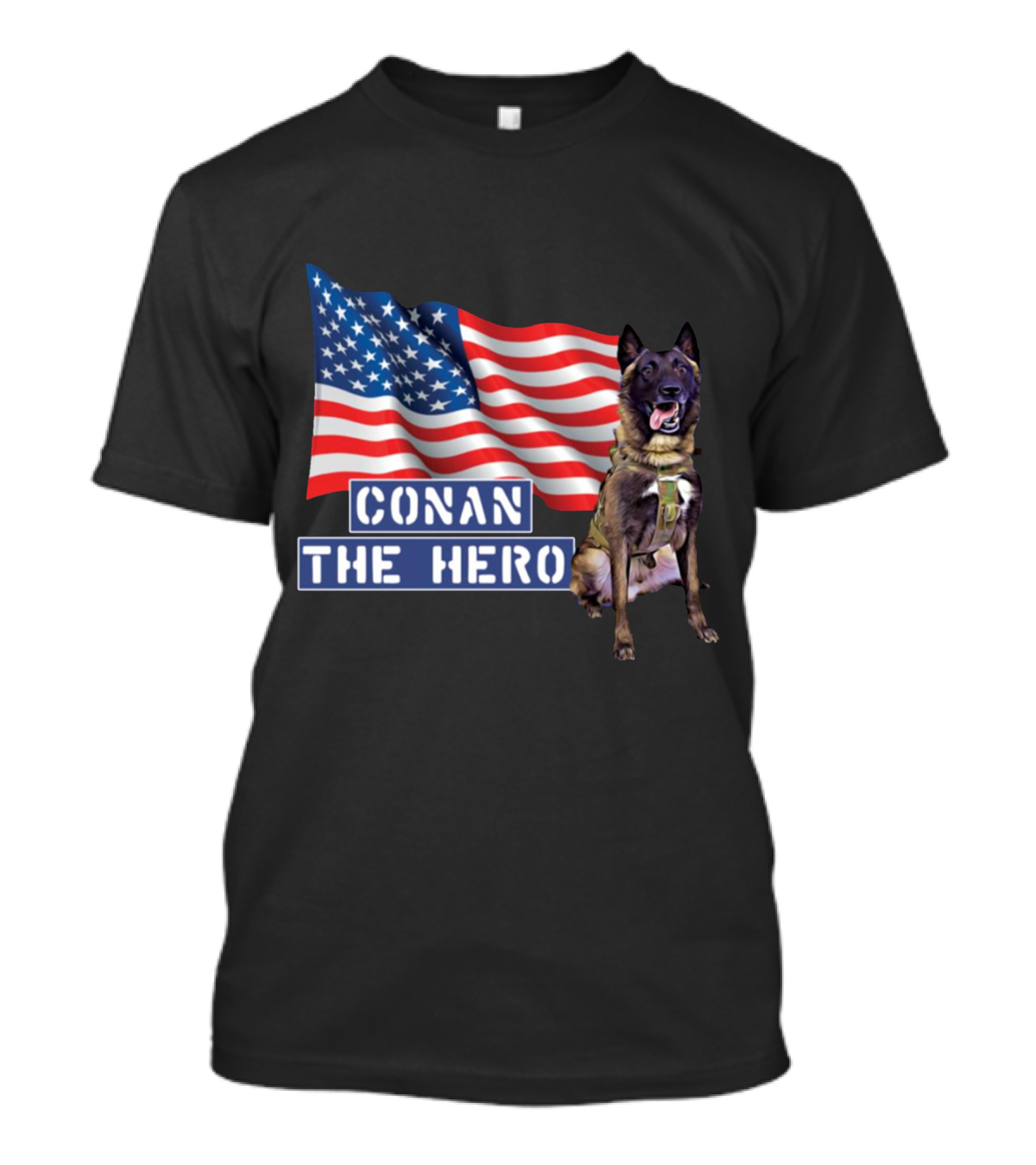 Conan The Hero American Flag Zero Bark Thirty Dog T-Shirt