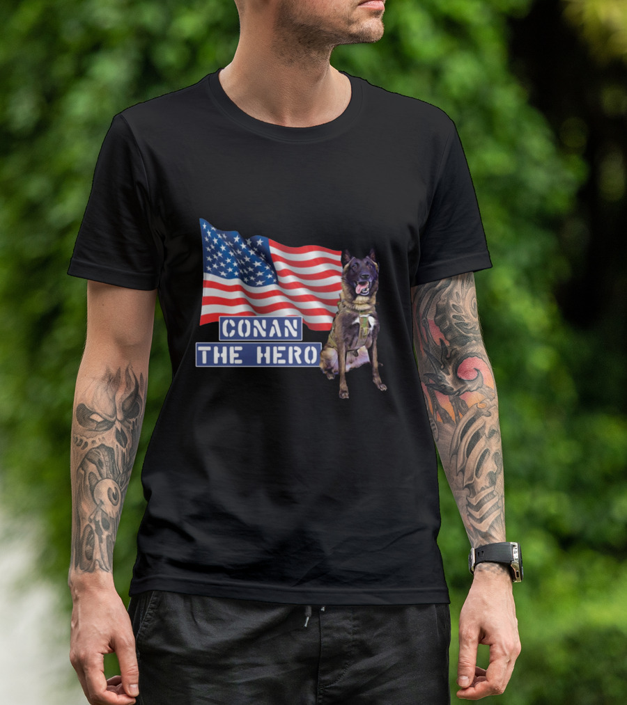 Conan The Hero American Flag Zero Bark Thirty Dog T-Shirt