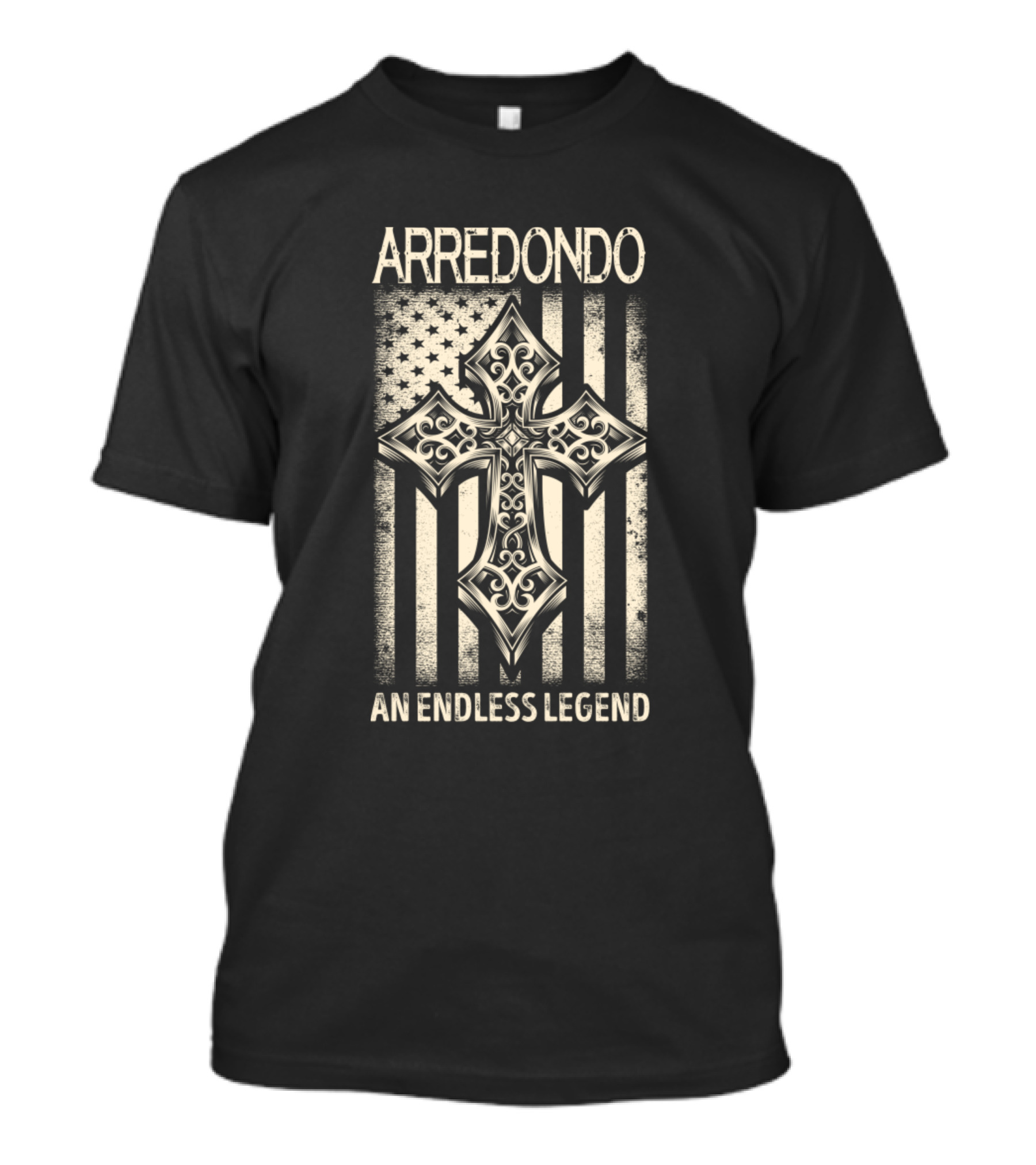 ARREDONDO An Endless Legend Cross With American Flag Background T-Shirt