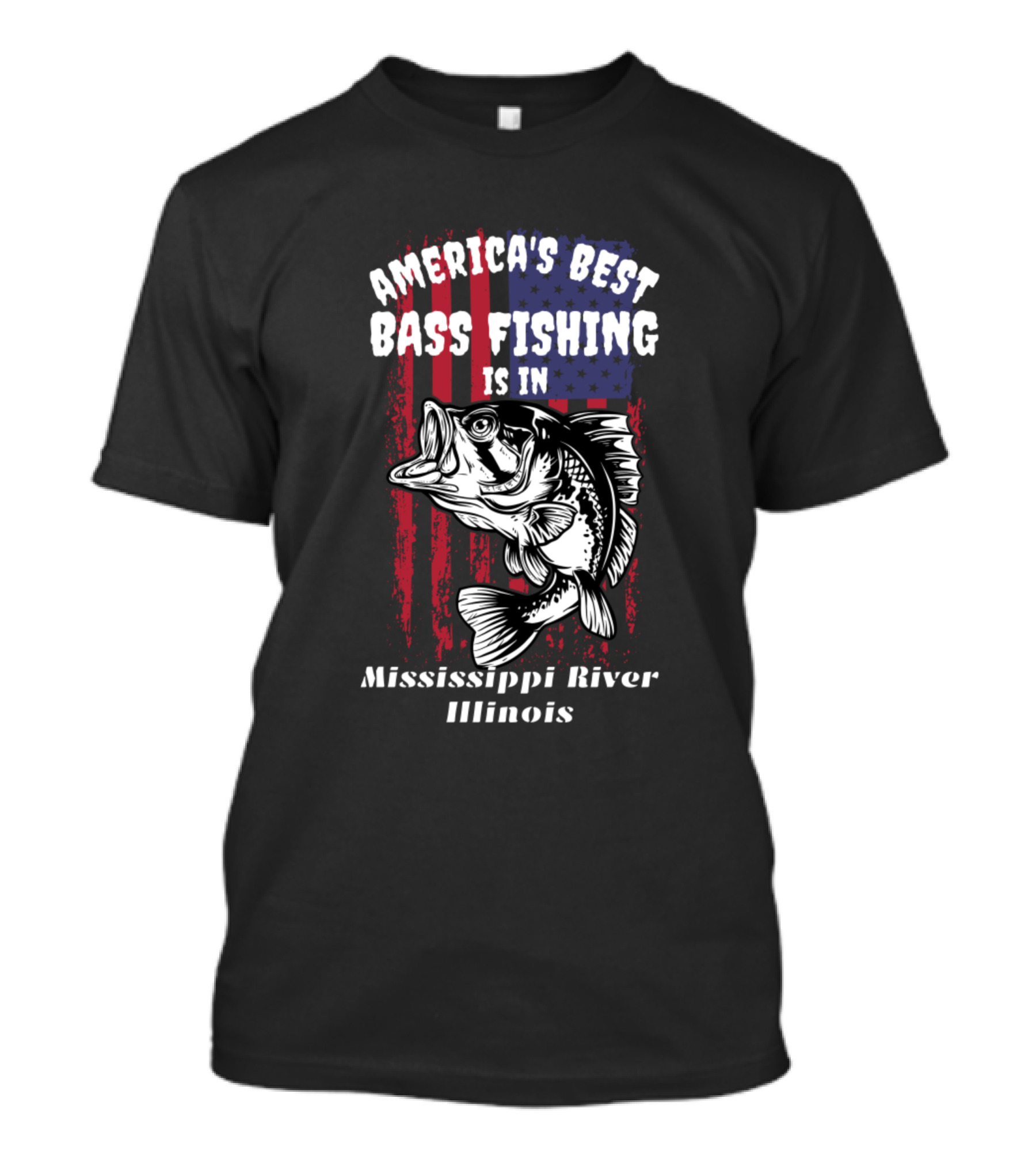 America's Best Bass Fishing Is In Mississippi River Illinois T-Shirt