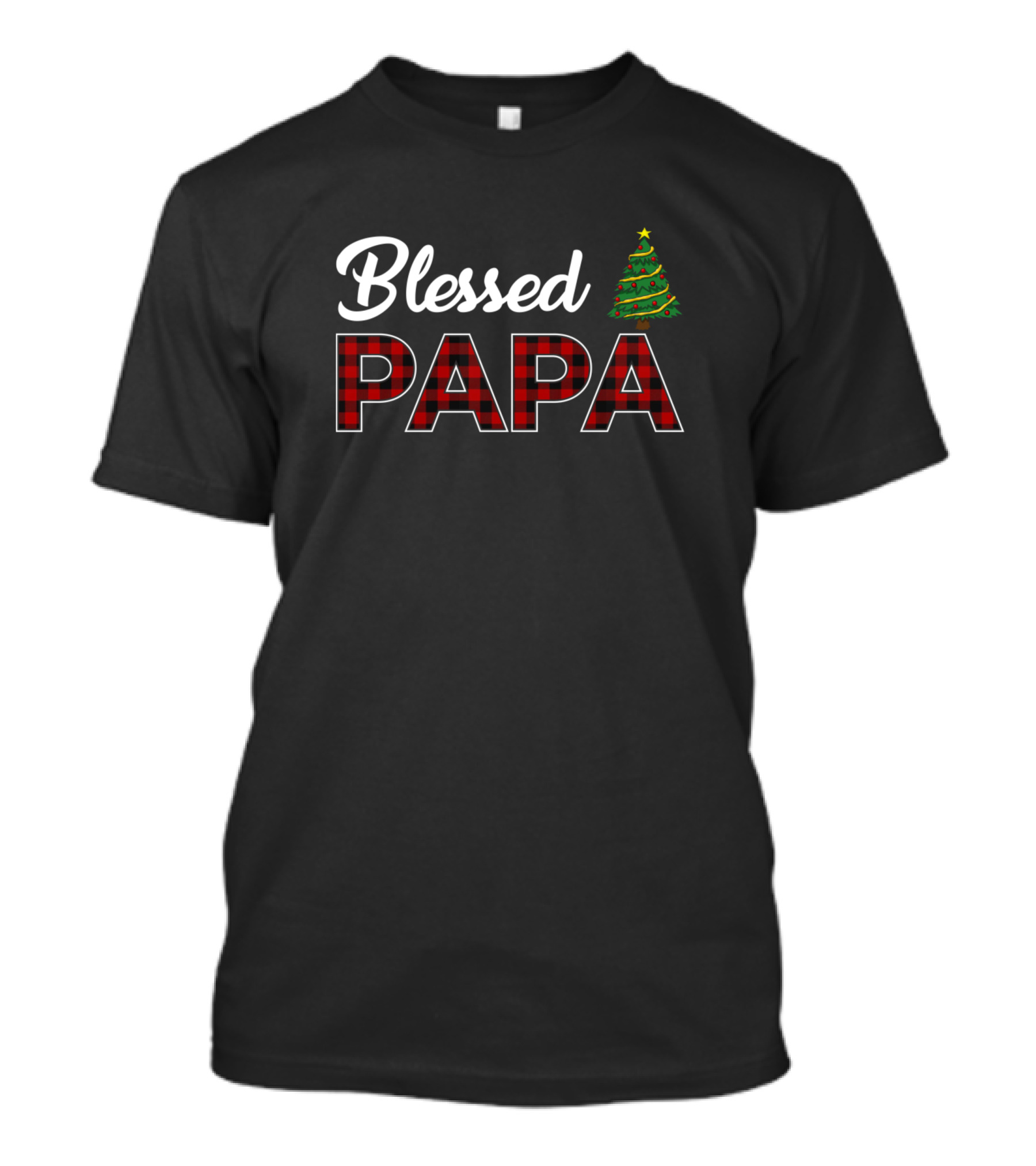 Blessed Papa Buffalo Plaid Christmas Tree T-Shirt