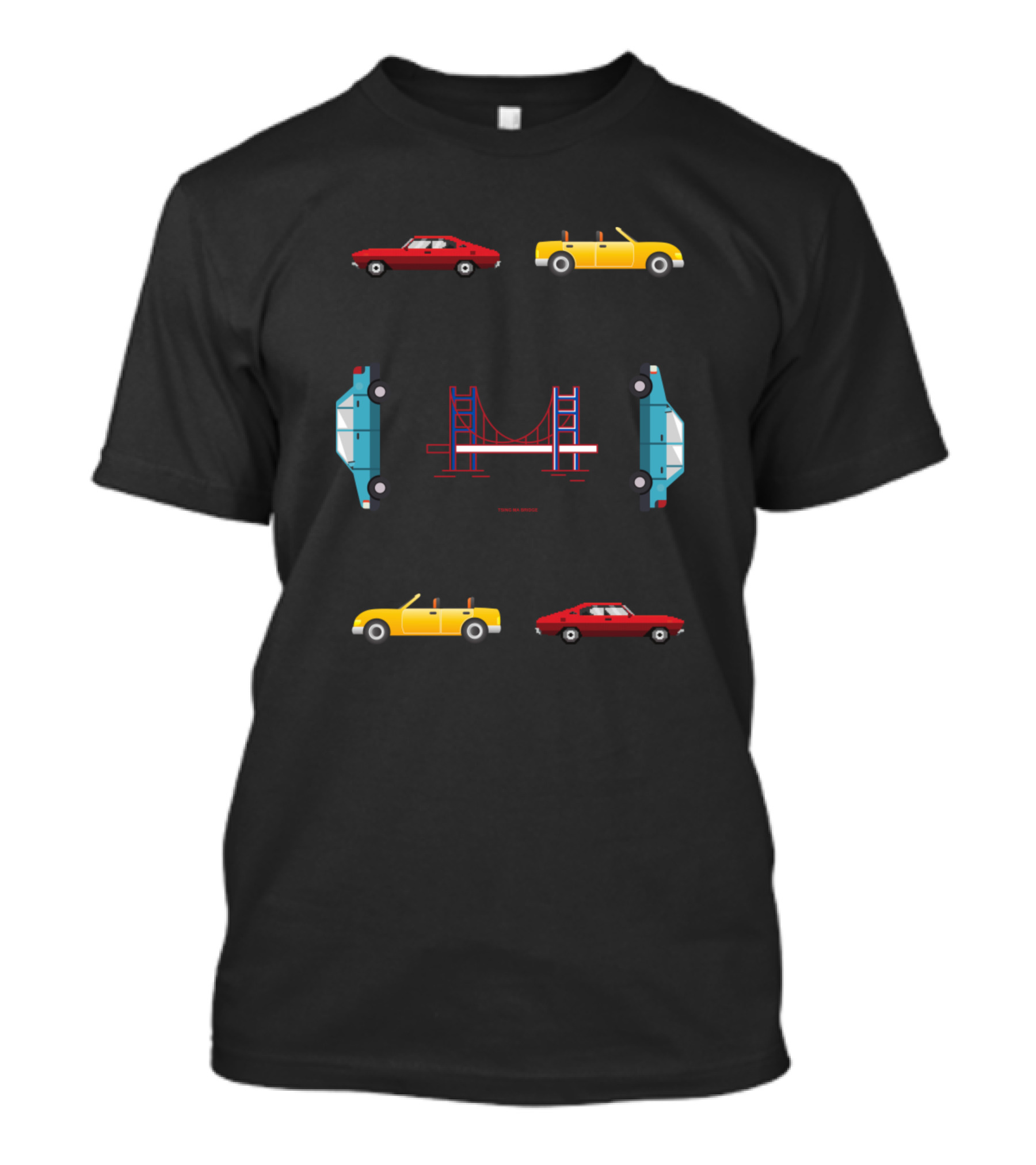 Bridge To Nowhere Retro Cars Symmetrical Alignment T-Shirt