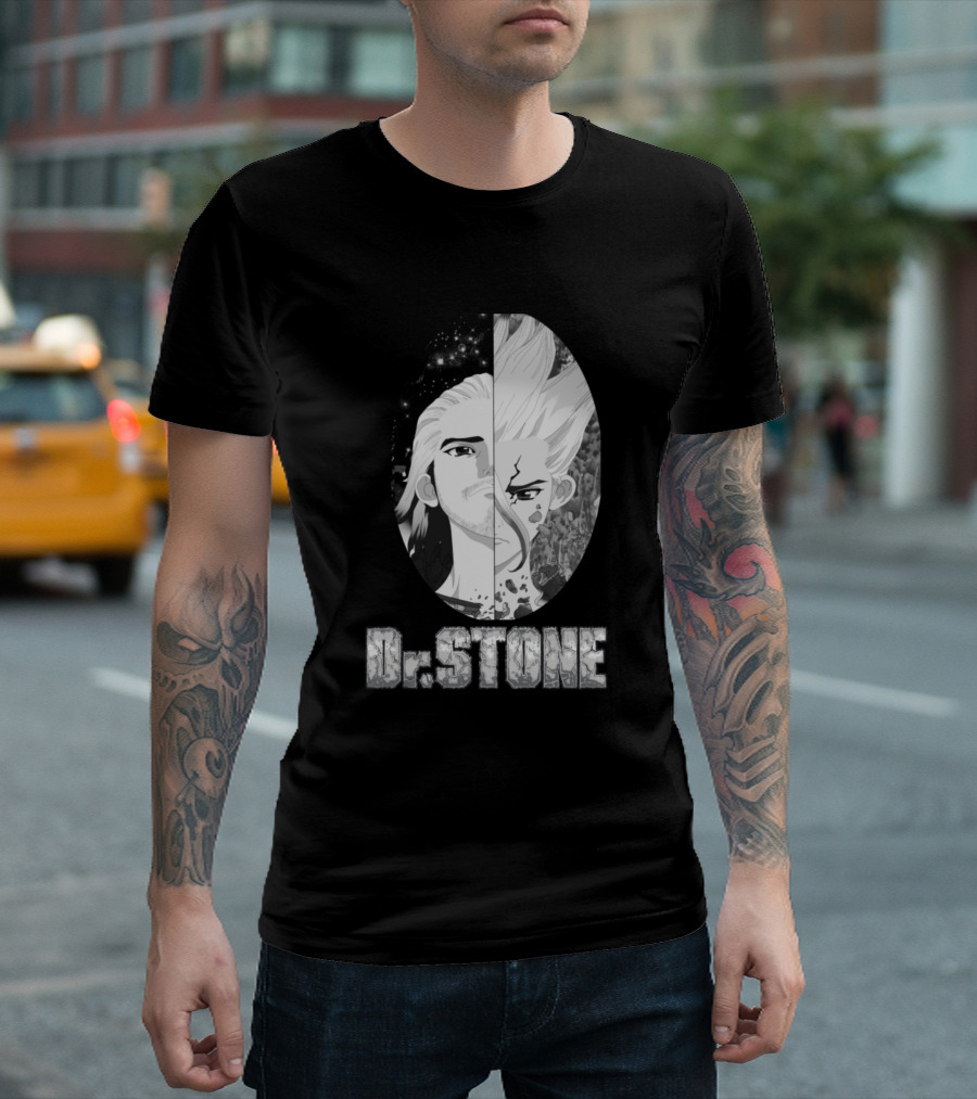 Dr Stone Byakuya Senku Split Black White T-Shirt