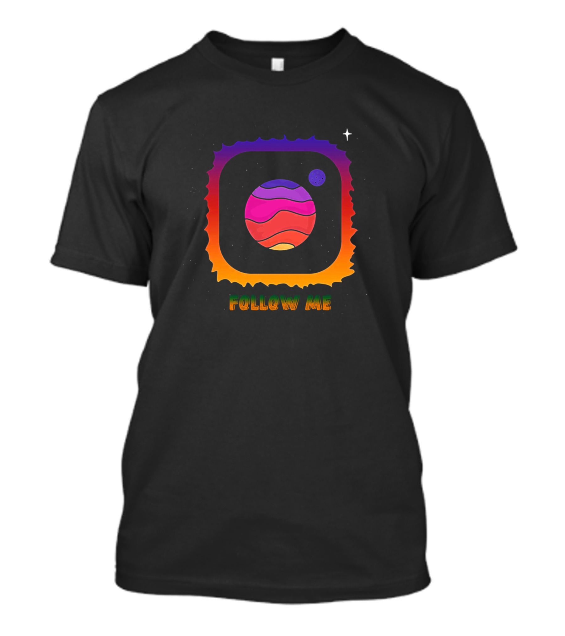 Follow Me Planetary Icon In Galaxy Colors T-Shirt