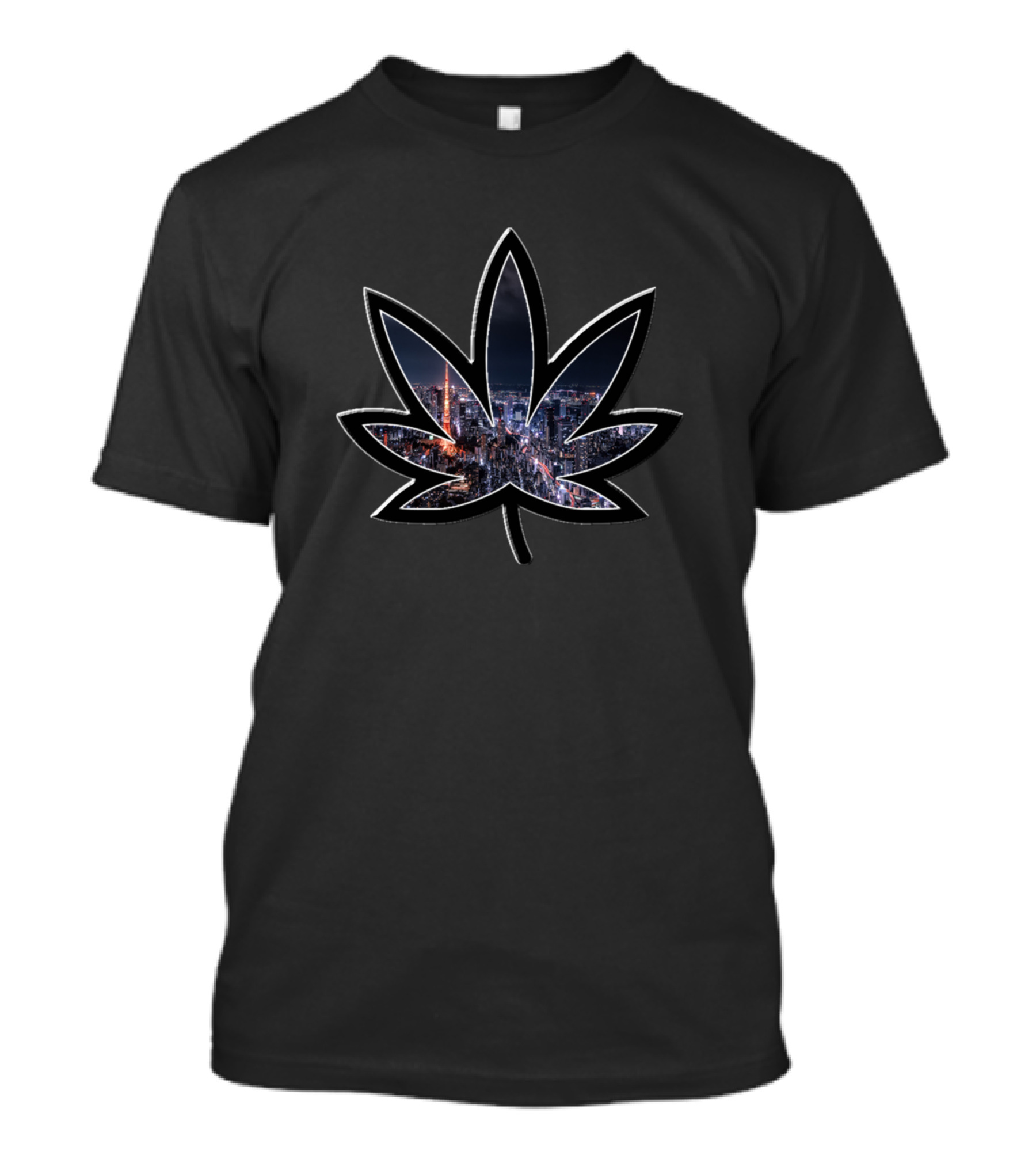 Four Twenty 420 Pot Leaf Cityscape At Night T-Shirt