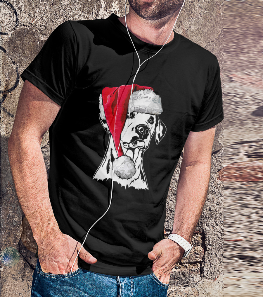 Dalmatian Santa Hat Funny Christmas Dog T-Shirt