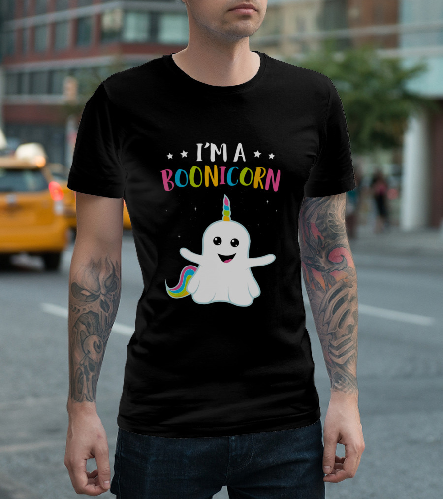 I'm A Boonicorn Rainbow Ghost Unicorn with Horn and Stars T-Shirt