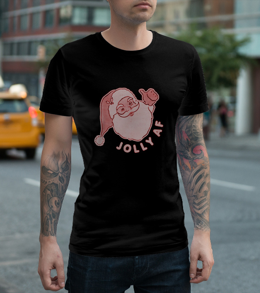 Jolly Af Christmas Santa With Thumbs Up T-Shirt