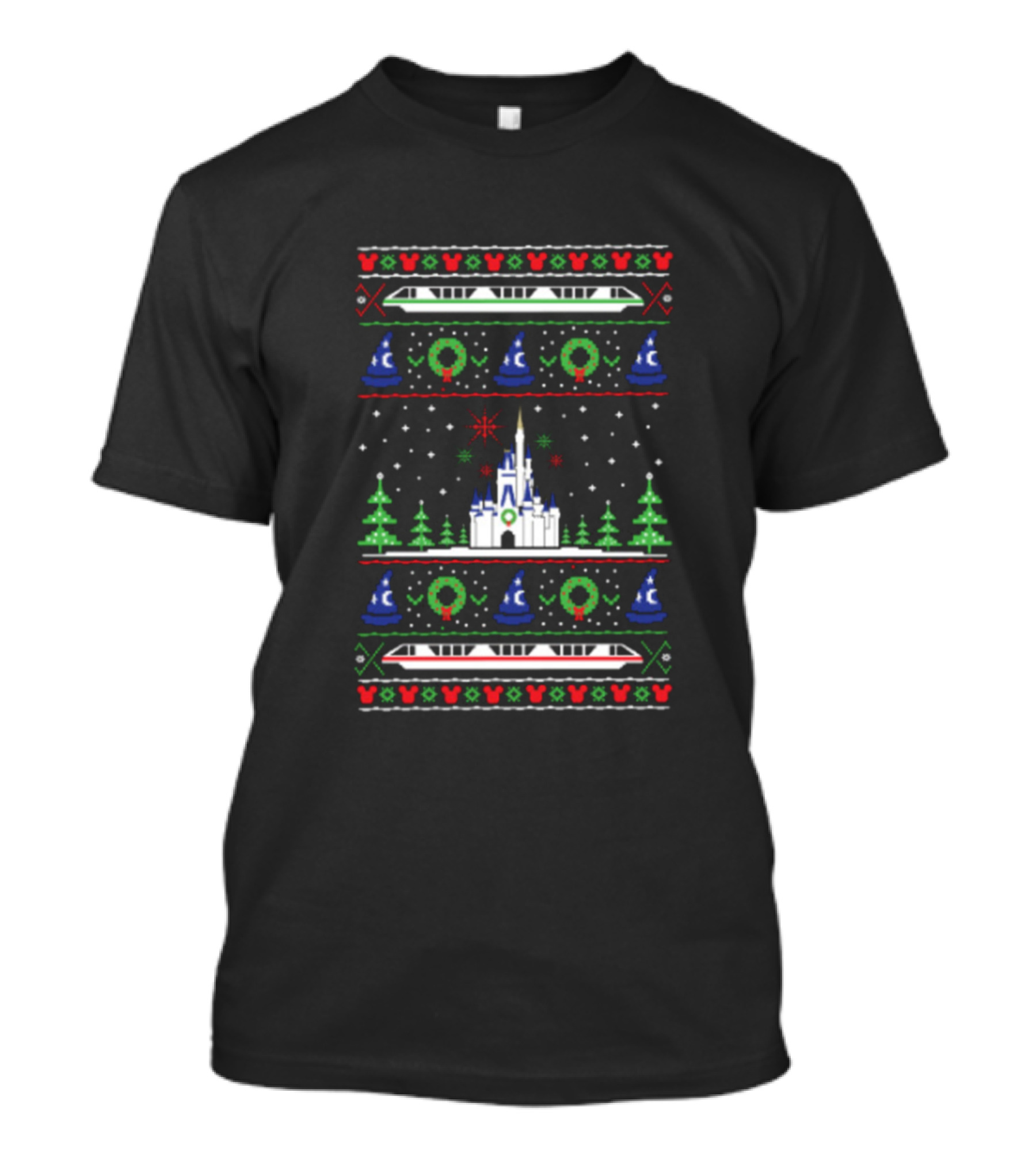 Magical Castle Holiday Monorail And Sorcerer Hat T-Shirt