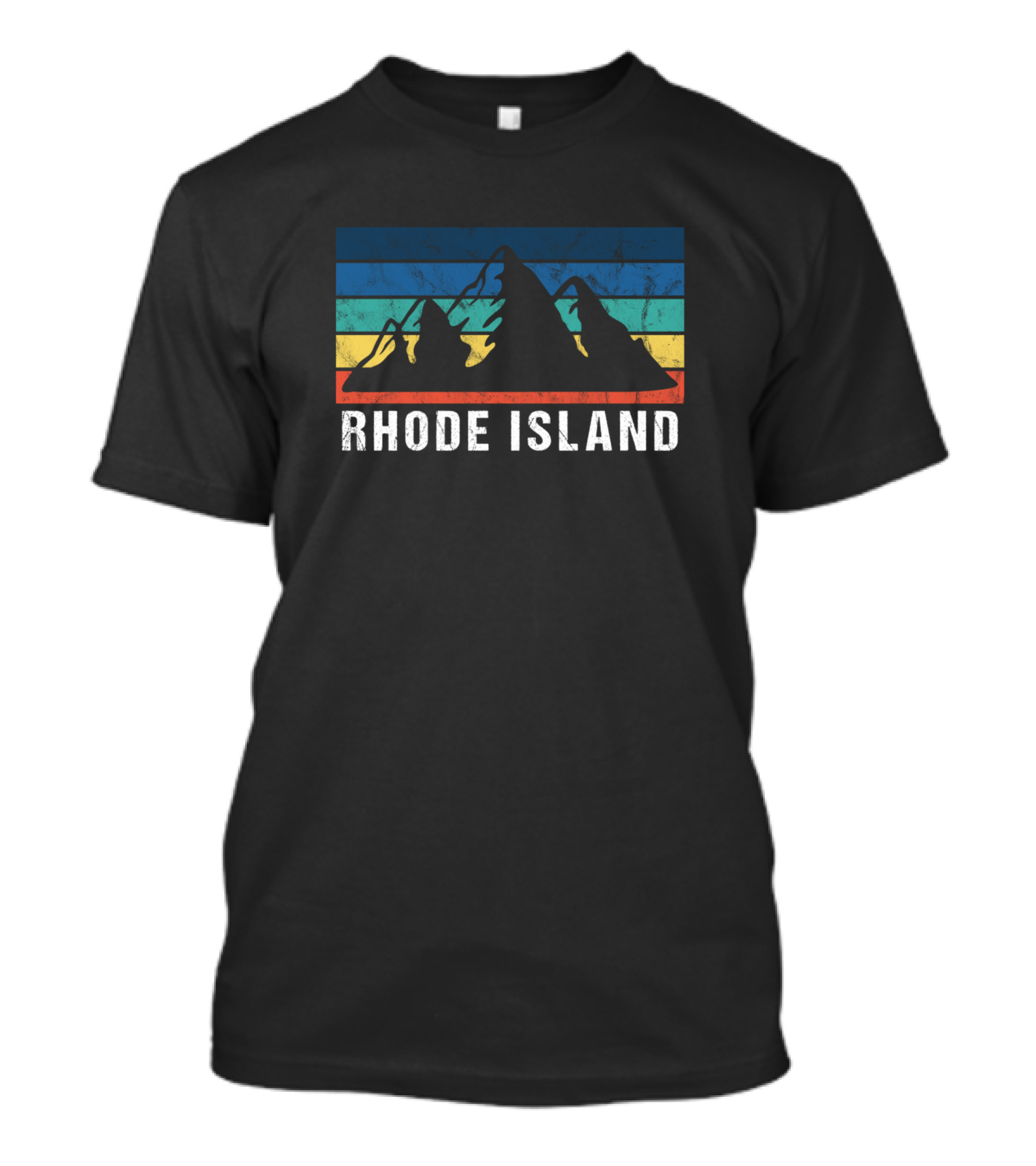 Rhode Island Mountains Sunset Vintage Stripes T-Shirt