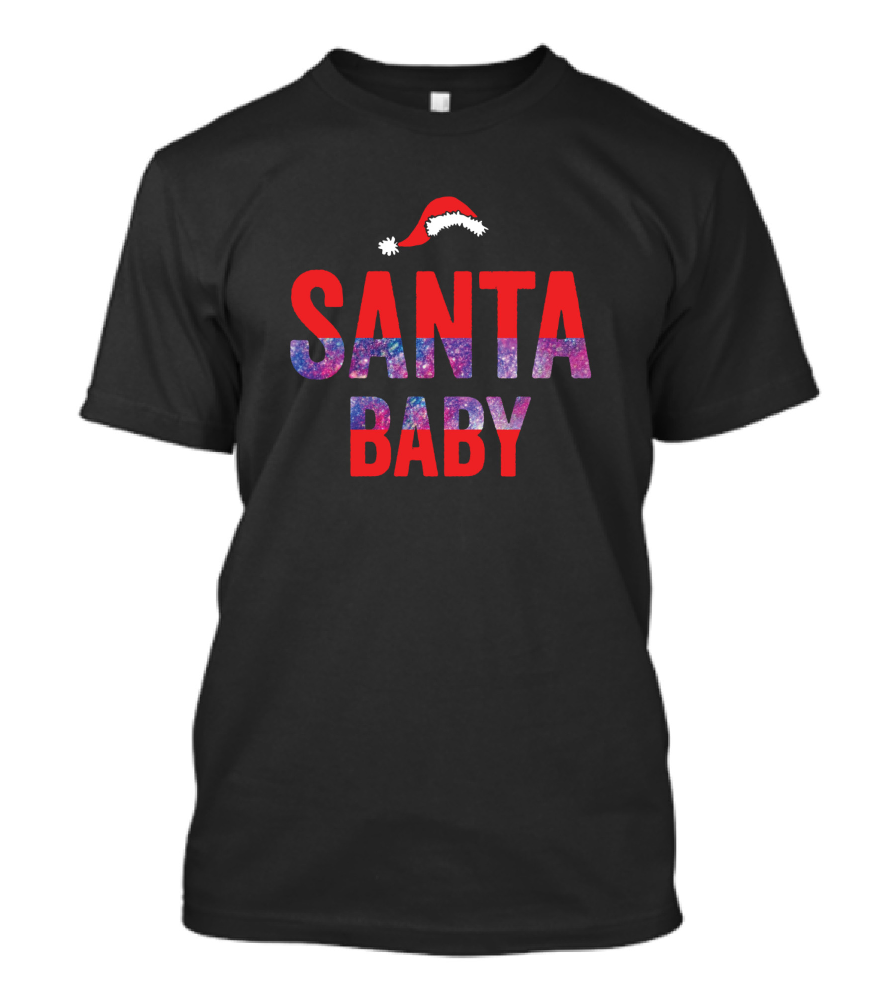 SANTA BABY Christmas Hat Galaxy Letters T-Shirt
