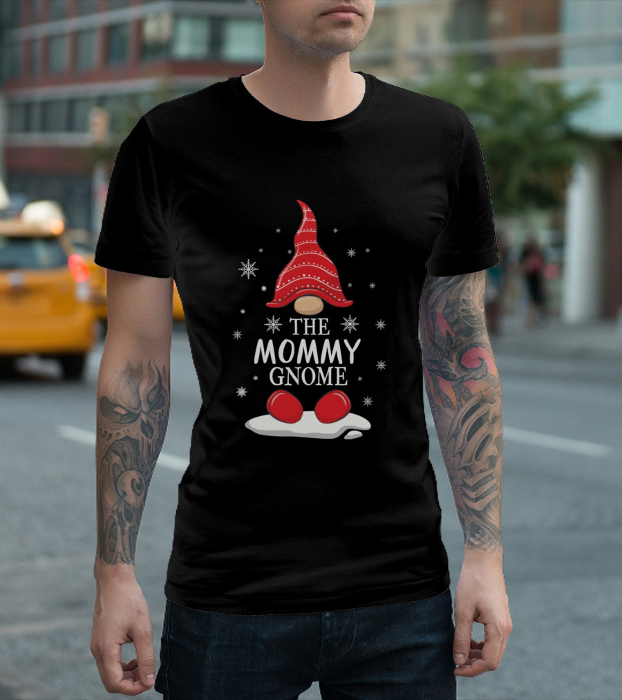 The Mommy Gnome Red Hat With Snowflakes T-Shirt
